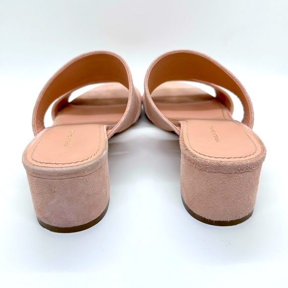 Mansur Gavriel Apricot Suede Double Strap Block Heel Slides - Picture 7 of 8